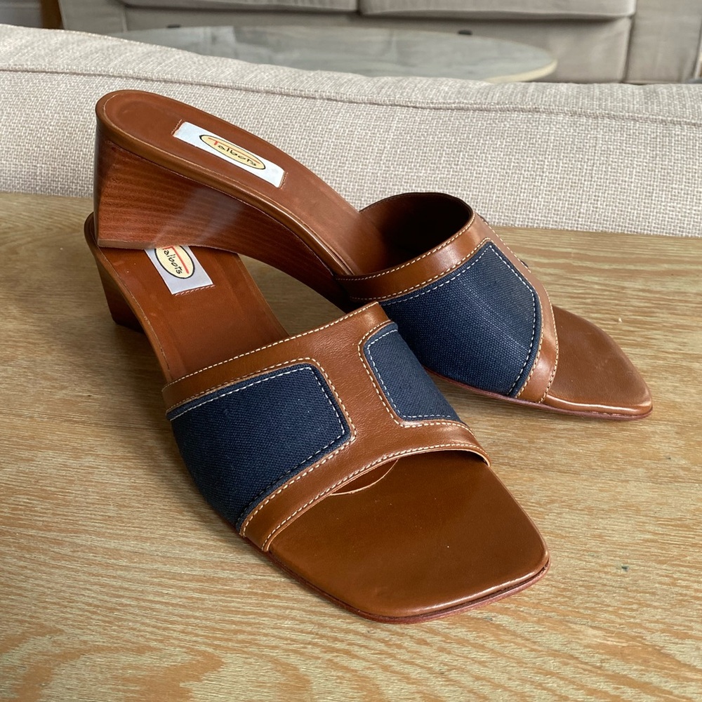 Talbots Brown and Blue Mules